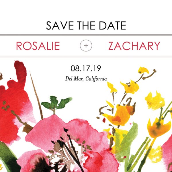 modern floral save the date