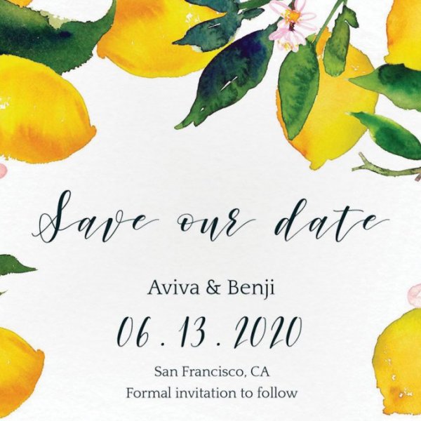 lemon save the date card
